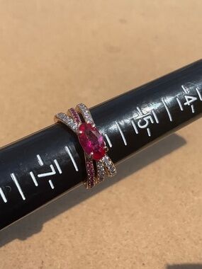 Bomb Party July Ring Nicole ruby CZ in Rose Gold new size 6